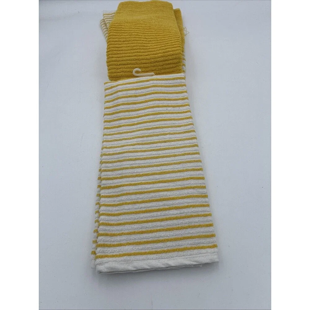 PANTRY KITCHEN TOWELS 3 pack yellow and white 16 X 26 100% COTTON